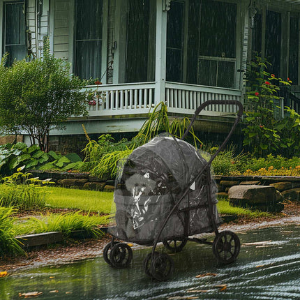 2-in-1 collapsible pet stroller with rain cover, safety leash