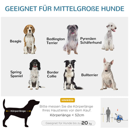 Hundefahrradanhänger und Jogger, blau/grau, 155 x 83 x 108 cm