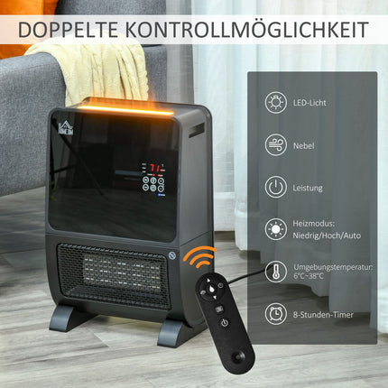 Elektrischer 2-in-1 Heizlüfter und Luftbefeuchter, Fernbedienung, 2000W