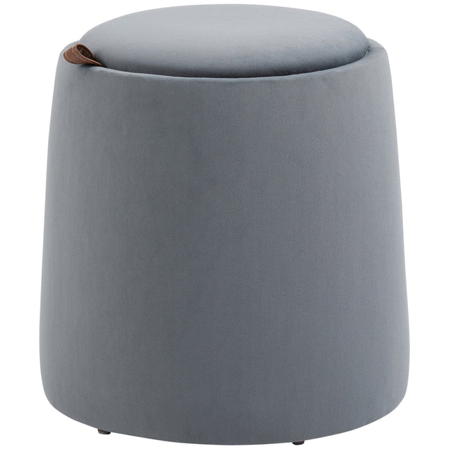 Runder Pouf im Samt-Look mit Stauraum, grau