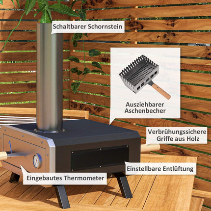 Outdoor 2-in-1 pizza oven with stone and shell for BBQ Grill