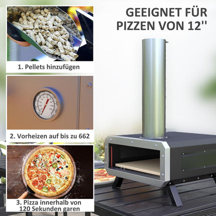 Outdoor 2-in-1 pizza oven with stone and shell for BBQ Grill