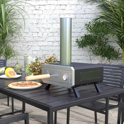 Outdoor 2-in-1 pizza oven with stone and shell for BBQ Grill