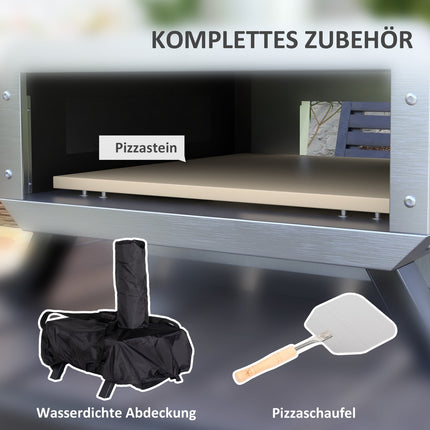 Outdoor 2-in-1 pizza oven with stone and shell for BBQ Grill