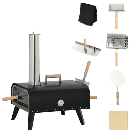 2-in-1 Holzofen-Pizzaofen für draußen, mit Stein und Gehäuse