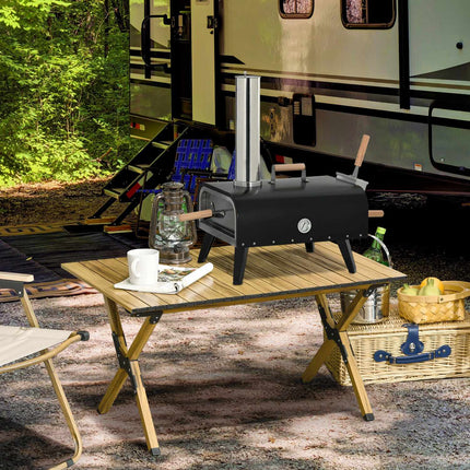 2-in-1 Holzofen-Pizzaofen für draußen, mit Stein und Gehäuse