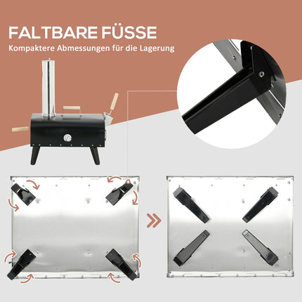 2-in-1 Holzofen-Pizzaofen für draußen, mit Stein und Gehäuse