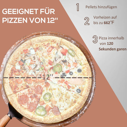 2-in-1 Holzofen-Pizzaofen für draußen, mit Stein und Gehäuse
