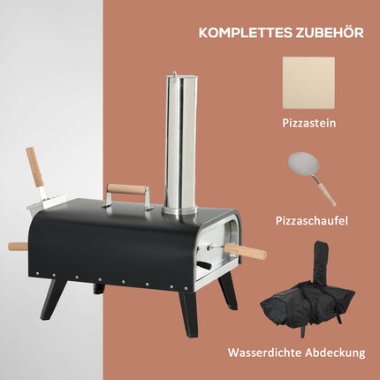2-in-1 Holzofen-Pizzaofen für draußen, mit Stein und Gehäuse
