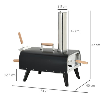 2-in-1 Holzofen-Pizzaofen für draußen, mit Stein und Gehäuse