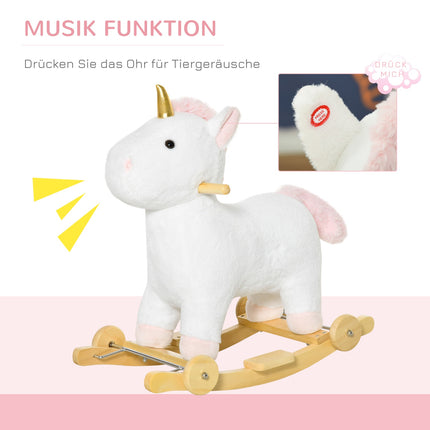 2-in-1 Plüschschaukelpferd & Rollenspielzeug für Kinder, weiß