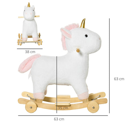 2-in-1 Plüschschaukelpferd & Rollenspielzeug für Kinder, weiß