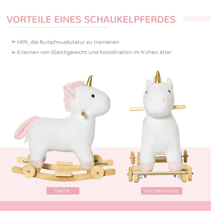 2-in-1 Plüschschaukelpferd & Rollenspielzeug für Kinder, weiß
