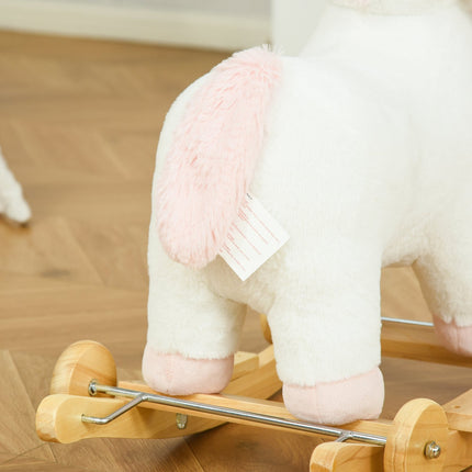 2-in-1 Plüschschaukelpferd & Rollenspielzeug für Kinder, weiß