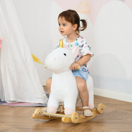 2-in-1 Plüschschaukelpferd & Rollenspielzeug für Kinder, weiß