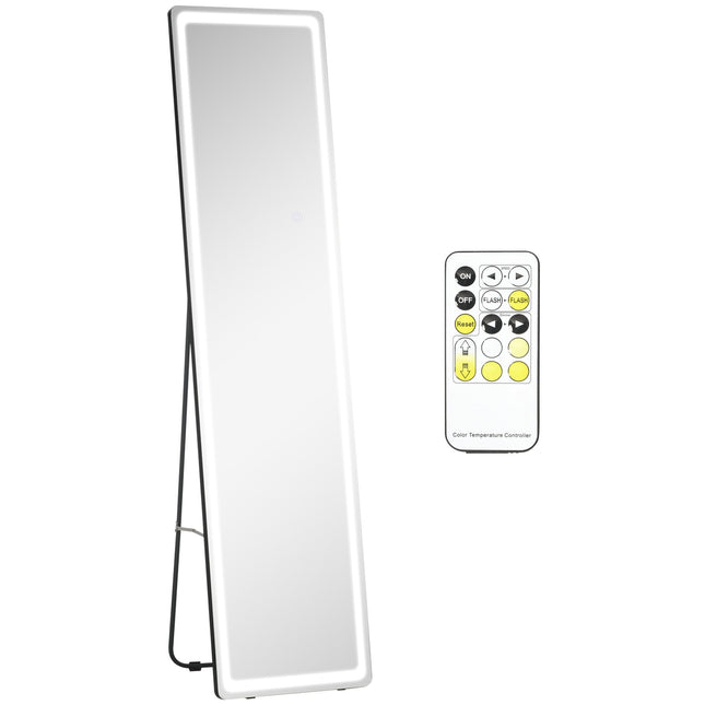 LED-Standspiegel in voller Länge, Make-up- und Wandhalterung, Silber/Schwarz