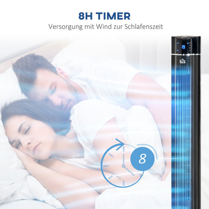 Ventilateur tour 2 en 1 sur pied avec télécommande, ioniseur, minuterie, 3 niveaux, oscillation à 60°, 60 W, noir