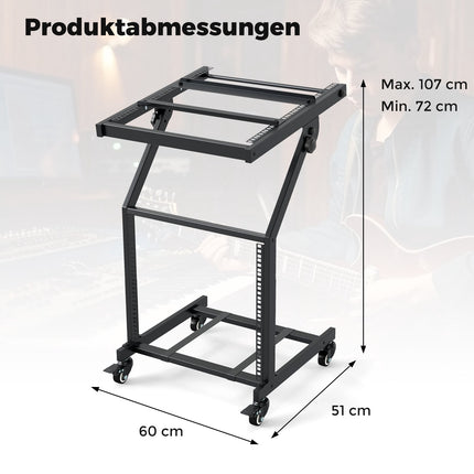 2-Layer Adjustable Audio Rack with Locking Wheels