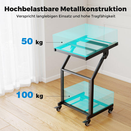 2-Layer Adjustable Audio Rack with Locking Wheels