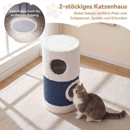 2-stöckiges Katzenhaus mit Sisal-Kratzmatte und Versteck