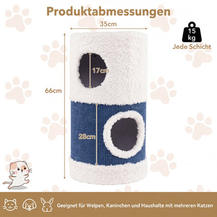 2-stöckiges Katzenhaus mit Sisal-Kratzmatte und Versteck
