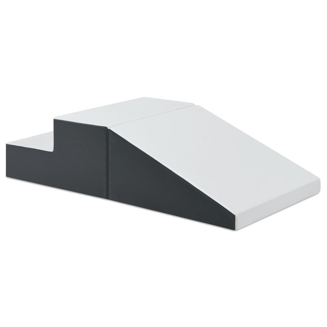 2PCS. Soft Building Blocks Foam Toddler Stairs & Ramp Climbing Toy White + Gray