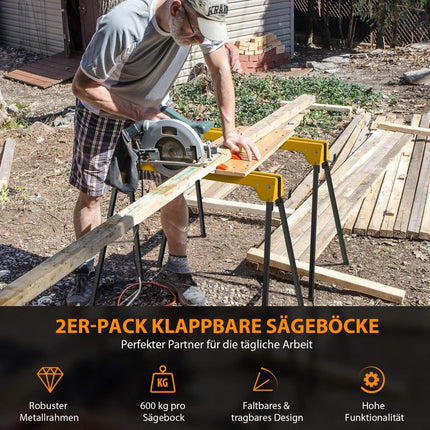 2-pack opvouwbare zaagbokken, compacte elektrische gereedschapsstandaard, 92 x 48 x 74 cm