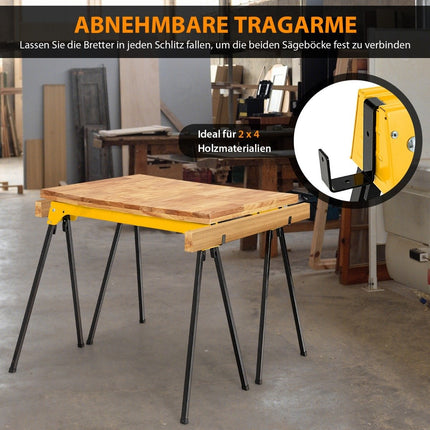 2-pack opvouwbare zaagbokken, compacte elektrische gereedschapsstandaard, 92 x 48 x 74 cm