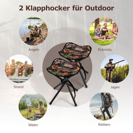 2-Pack Foldable Hunting Stools, Lightweight with Strap, 32x32x40 cm