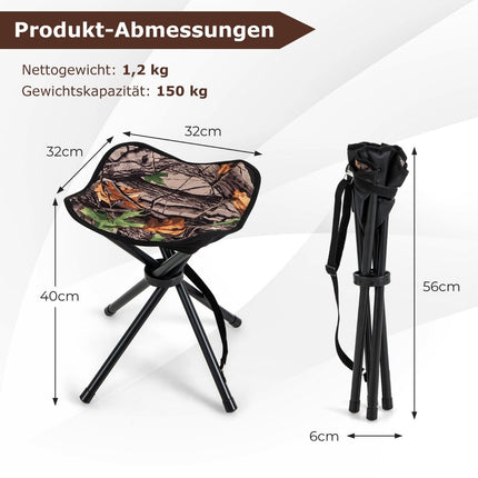 2-Pack Foldable Hunting Stools, Lightweight with Strap, 32x32x40 cm