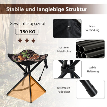 2-Pack Foldable Hunting Stools, Lightweight with Strap, 32x32x40 cm