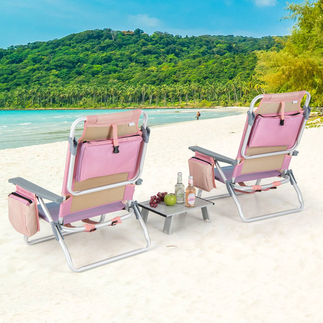 2er-Pack faltbarer Rucksack-Strandstuhl-Set mit Tisch