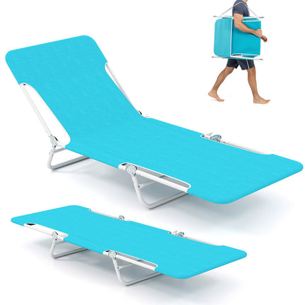 2er-Pack klappbare Sonnenliegen, 5-fach verstellbar, Blau