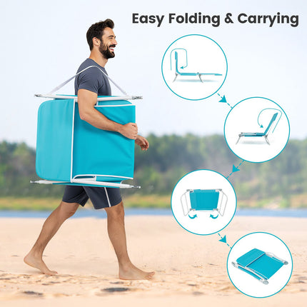 2er-Pack klappbare Sonnenliegen, 5-fach verstellbar, Blau