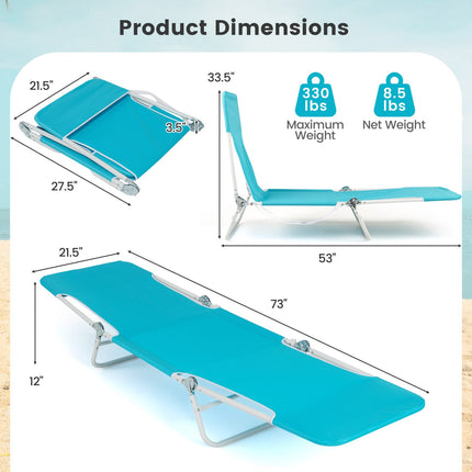 2er-Pack klappbare Sonnenliegen, 5-fach verstellbar, Blau