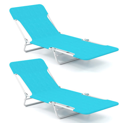 2er-Pack klappbare Sonnenliegen, 5-fach verstellbar, Blau