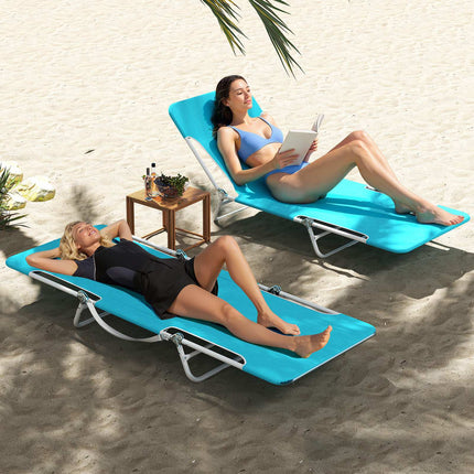 2er-Pack klappbare Sonnenliegen, 5-fach verstellbar, Blau