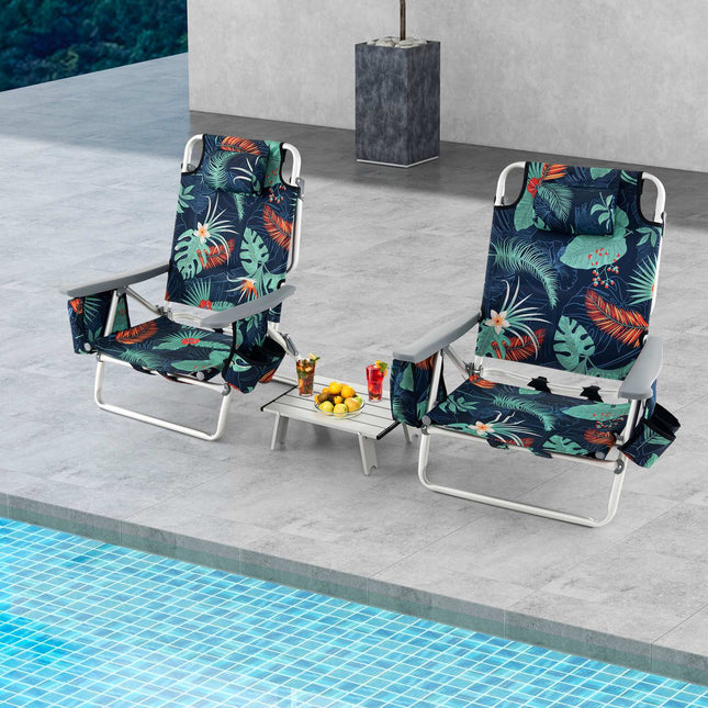 2er-Pack klappbare Strandliegen mit Tisch