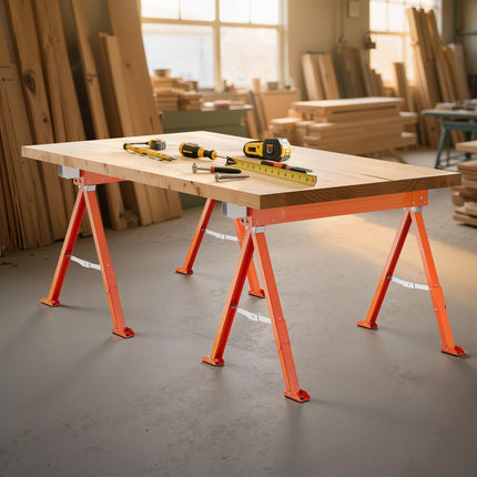 2-Pack Folding Sawhorses, All-Metal, 600 kg Capacity