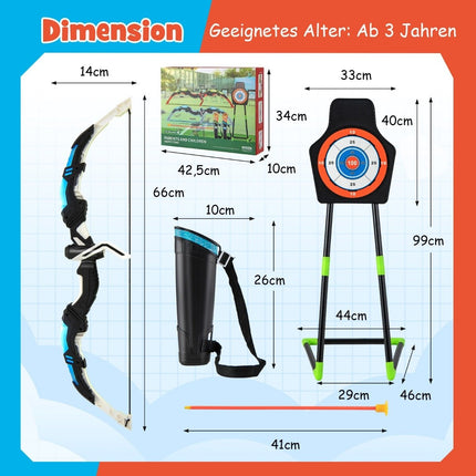 2 Pack Kids Bow and Arrow Set LED Lighted Archery Toy Set
