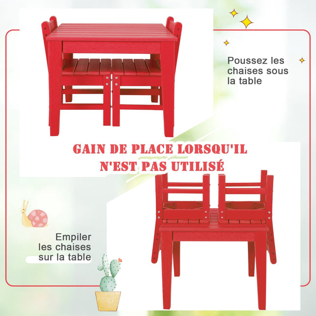 2er-Pack Kinder-Lernstühle mit Rückenlehne, HDPE, Rot
