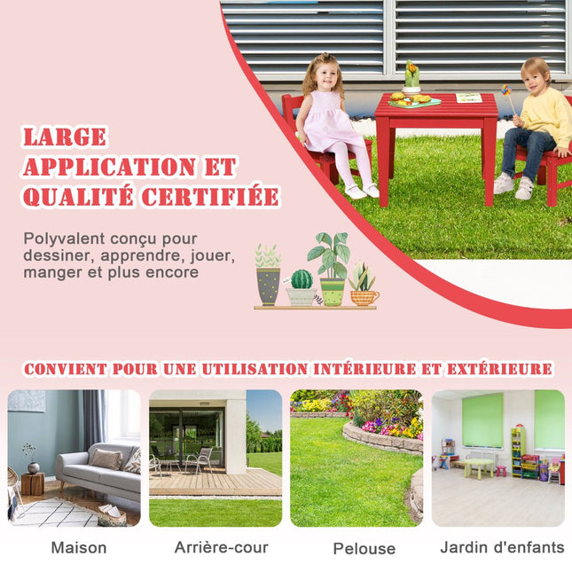 2er-Pack Kinder-Lernstühle mit Rückenlehne, HDPE, Rot