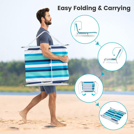 2er-Pack klappbare Outdoor-Liegen, 5-fach verstellbar, Blau