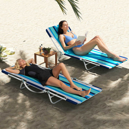 2er-Pack klappbare Outdoor-Liegen, 5-fach verstellbar, Blau