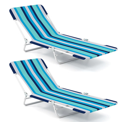 2er-Pack klappbare Outdoor-Liegen, 5-fach verstellbar, Blau