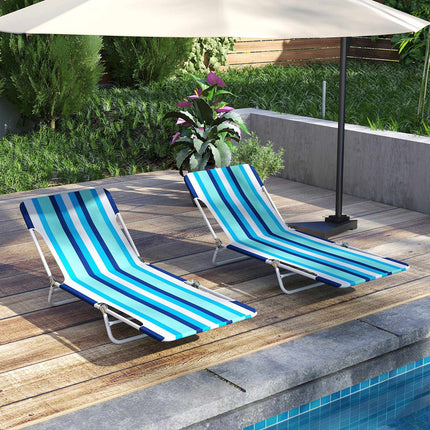 2er-Pack klappbare Outdoor-Liegen, 5-fach verstellbar, Blau