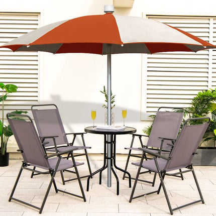 2-Pack Outdoor Folding Sling Chairs, Armrests, Gray