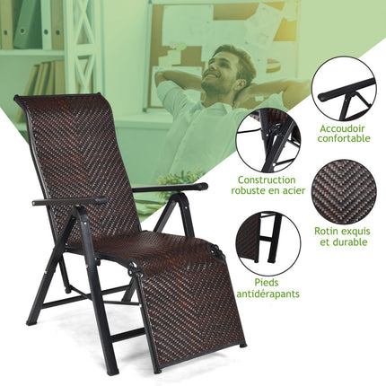 2er-Pack PE-Rattan-Liegestühle, verstellbar, klappbar