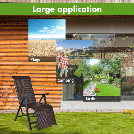 2er-Pack PE-Rattan-Liegestühle, verstellbar, klappbar