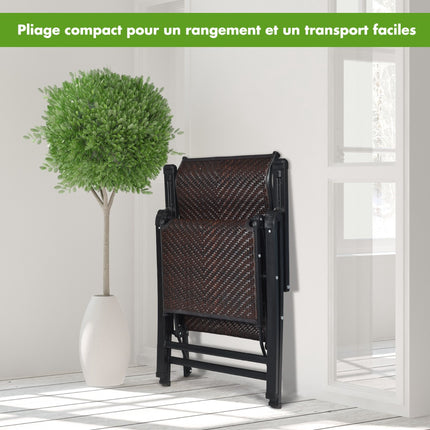 2er-Pack PE-Rattan-Liegestühle, verstellbar, klappbar